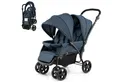 Produktbild: COSTWAY Geschwisterwagen Zwillingsbuggy, mit 5-Punkt Gurt & Einkaufskorb