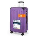 Produktbild: YONSLY Hartschalen-Trolley Hartschalen-Reisekoffer Trolley Rollkoffer in S/M/L/XL Größen, 4 Rollen, mit 360°-Lenkrollen, Zahlenschloss und mehrstufigem Teleskopgriff lila 76 cm