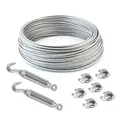 Produktbild: 25m DRAHTSEIL SET 5mm 6x7+FC + 6 x SEILKLEMMEN 5mm DIN 741 + 2 x SPANNSCHLOSS M5 HAKEN - ÖSE verzinkt Stahlseil Forstseil Windenseil Seil Draht Stahl Drahtseilklemmen Drahtseil Drahtseilklemme Klemme Anschlagseil Spannschlösser Spannschloß Seilspanner Spanner