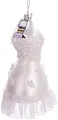 Produktbild: BRUBAKER Brautkleid Weiß - Handbemalte Weihnachtskugel aus Glas - Mundgeblasener Christbaumschmuck Figuren lustig Deko Anhänger Baumkugel - 12 cm