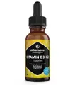 Produktbild: Vitamin D3 + K2 Tropfen hochdosiert, 50ml (1+ Jahre), 1000 IE Vitamin D3 + K2 flüssig, mehr als 99,7% All-Trans K2 MK-7, laborgeprüft und ohne unnötige Zusatzstoffe, Made in Germany