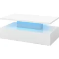 Produktbild: Costway Led-Couchtisch Hochglanz Wohnzimmertisch Sofatisch Weiß