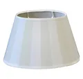 Produktbild: Dirk Davids Leuchten GmbH Lampenschirm Lampenschirm in Oval Streifen Hell Olive Grau 25-15-16cm, Hochwertiger Chintz-Stoff
