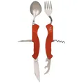Produktbild: Fox Outdoor Taschenmesserbesteck 6 in 1 rot teilbar Campingbesteck Wandern