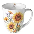 Produktbild: Ambiente Kaffeetasse Becher Teetasse Mug 0,4 l Fine Bone China Sonnenblumen sunflowers