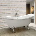 Produktbild: HOME DELUXE - freistehende Badewanne FAMA Weiß Wanne Design Badewanne mit Füßen