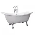 Produktbild: Home Deluxe - freistehende Badewanne - FAMA, Weiß - Maße: ca. 176 x 74 x 79 cm - Füllmenge: 204 Liter, inkl. Überlaufschutz, Siphon und Verschluss - inkl. Füße I Spa, für 2 Personen, Indoor Badewanne