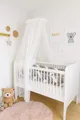 Produktbild: Baby Fancyroom Betthimmel für Babybett Gitterbett Kinderbett 300x180 cm – feiner Tüll, handgefertigt, eleganter Volant – erhältlich in Beige, Blau, Altrosa, Ecru (Ecru)