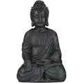Produktbild: Relaxdays Buddha Figur Sitzend, 40 Cm Hoch, Feng Shui Deko, Wetterfest & Frostsicher, Große Garten Dekofigur, Dunkelgrau