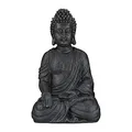 Produktbild: Relaxdays Buddha Figur sitzend, 40 cm hoch, Feng Shui Deko, wetterfest & frostsicher, große Garten Dekofigur, dunkelgrau