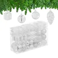 Produktbild: Relaxdays Weihnachtskugeln 72er Set, glitzernde, Matte & glänzende Baumkugeln, Stiefel, Herz & Zapfen, Kunststoff, weiß