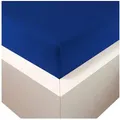 Produktbild: Traumschloss Spannbettlaken Premium Plus, Jersey, Gummizug: rundum, (1 Stück), 260g/m2, 47,5% Mako Baumwolle, 47,5% Lyocell, 5% Elasthan blau 180-200 cm x 200-220 cm