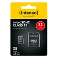 Produktbild: Intenso microSDHC 32GB Speicherkarte Class 10 + SDHC Card 32 GB Adapter Micro