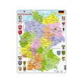 Produktbild: Larsen Puzzle A11 Deutschland Politische Karte, Alter 4–12, Geografie Lernspiel, 70 Teile, Bundesländer & Hauptstädte Lernen, stabiles Rahmenpuzzle, Made in Norway