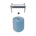 Produktbild: Putztuchrollen Putztuch Papiertuch Rollen - Wandhalter Putztuchrollenhalter 40 cm + 1x Putztuchrolle blau 3 lagig