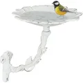 Produktbild: Relaxdays Vogeltränke aus Gusseisen, Blüte, Gartendeko, Wandmontage, Vogelfutterstelle, Wildvögel Wasserschale, weiß