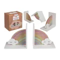 Produktbild: BUCHSTÜTZE AUS HOLZ 2ER SET REGENBOGEN MIT WOLKE NEU OVP