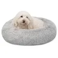 Produktbild: lionto Hundebett aus Plüsch in Donut-Form, 50 cm Durchmesser, hellgrau