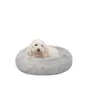 Produktbild: lionto Donutbett für Hunde und Katzen, Flauschiges Hundebett rund für kleine und große Heimtiere, Ø 50 cm, weiches Katzenbett aus kuscheligem Plüsch, Hundekissen mit extra Dicker Füllung, hellgrau