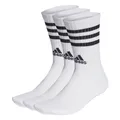 Produktbild: adidas Sportsocken Crew 3-Streifen Cushioned (Fußgewölbeunterstützung, durchgehend gepolstert) weiss/schwarz - 3 Paar, Größe: 49-51