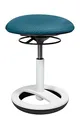 Produktbild: TOPSTAR Sitness Bob, ergonomischer Sitzhocker, Arbeitshocker, Bürohocker mit Schwingeffekt, Sitzhöhenverstellung, Standfußring Alu, weiß lackiert, Stoffbezug, Petrol blau
