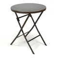 Produktbild: Bistrotisch mit Glasplatte klappbar Terrassentisch Gartentisch Ø 60 cm braun