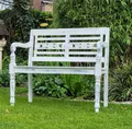 Produktbild: AMBIENTE-LEBENSART.DE Gartenbank Kleine Teak Bank White Washed Shabby – Stilvoll und vielseitig