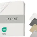 Produktbild: Esprit Spannbettlaken 90x200cm Baumwolle Jersey bis Bettlaken 120x200cm weiß - Spannbetttuch 100x200 für Boxspringbett & Kinder in Hotelqualität & bis 30 cm hohe Matratzen - atmungsaktiv & ÖkoTex