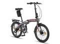 Produktbild: Licorne Bike Phoenix 2D, 20 Zoll Aluminium-Faltrad-Klapprad, Scheibenbremse, Discbremse, V-Bremse Faltfahrrad-Herren-Damen, 7 Gang Kettenschaltung - Folding City Bike, Alu-Rahmen, StVZO, Vorderlampe, Hinterlampe Farbe:Anthrazit-Rot;Stil:Disc-Bremse