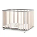 Produktbild: Sämann Laufstall Baby mit 3 Schlupfsprossen | TÜV geprüft | stufenlos höhenverstellbar | Laufgitter Premium | Babybett aus Holz | Krabbelgitter (grau/natur, 75x100 cm)