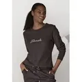 Produktbild: Sweatshirt BENCH. LOUNGEWEAR, Damen, Gr. 36/38, grau (anthrazit meliert), Interlock, Graumeliert (Obermaterial): 54% Baumwolle, 46% Polyester, bestickt, meliert, unifarben, Basic, Basic schmal hüftlang, Rundhals, Bündchen, Sweatshirts Sweatshirt, mit glänzender Logostickerei, Loungewear, Topseller