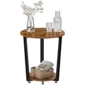 Produktbild: WOLTU Couchtisch rund, Beistelltisch modern, Wohnzimmertisch klein, Sofatisch mit 2 Ablagen, Wohnzimmer Tisch für Couch, Nachttisch, mit Stauraum, aus Holzwerkstoff, Vintagebraun, BTS13shm
