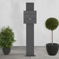 Produktbild: ECD Germany Standbriefkasten mit Zeitungsfach, Freistehender Briefkasten Standfuß, Briefkastenanlage, Briefkastenständer Anthrazit 170cm, Postkasten Anthrazit 37x11x36,5cm, Edelstahl Pulverbeschichtet