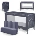 Produktbild: KikkaBoo Reisebett Baby SO GIFTED, Kinderreisebett 120x60 cm, bis 15 kg, Faltbar & Kompakt, Tragbar mit Transporttasche, Zusammenklappbar für Reise & Urlaub, Marineblau