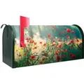 Produktbild: Banjado Amerikanischer Briefkasten Grün 48x22x16cm US Mailbox Letterbox Postkasten Stahl Pulverbeschichtet Motiv Waldmohn