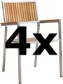 Produktbild: ASS 4Stk Designer Gartenstuhl mit Armlehne Gartensessel Stapelstuhl Stapelsessel Sessel KUBA-TEAK Edelstahl Teak A-Grade stapelbar sehr robust Gastroqualität