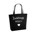 Produktbild: Lounis Personalisierte Filztasche - Handtasche - Filzshopper - Shoppingbag - Tasche Filz Lieblingsmensch - Geschenkidee (Schwarz)