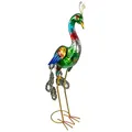 Produktbild: kamelshopping Gartenfiguren aus Metall für den Garten, Moderne Deko-Figuren, handbemalt mit Rostschutz-Lackierung, für außen, witterungsbeständig (Pfau - ca. 65 cm hoch)