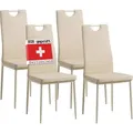 Produktbild: Albatros Esszimmerstühle SALERNO 4er Set, Beige - Edles Italienisches Design, Polsterstuhl Kunstleder-Bezug, Modern und Stilvoll am Esstisch - Kü... - Beige