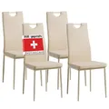 Produktbild: ALBATROS Esszimmerstühle 4er Set Salerno, Beige - Edles Italienisches Design, Kunstleder-Bezug, bequemer Polsterstuhl - Moderner Küchenstuhl, Stuhl Esszimmer oder Esstisch Stuhl