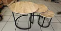 Produktbild: Couchcenter Couchtisch 3er Set Couchtische Lia Mangoholz rund Metall Mango Satztische schwarz (3er Set)