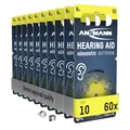 Produktbild: ANSMANN Hörgerätebatterien Typ 10 gelb P10 PR70 ZL4, 60 Stück, Vorratspack, Batterien für Hörgeräte & Hörhilfen, leicht greifbar