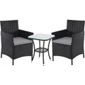 Produktbild: Svita Brooklyn Bistro Gartenmöbelset 3-tlg. Rattan Outdoor Gartenlounge Schwarz