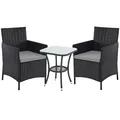 Produktbild: SVITA BROOKLYN BISTRO Gartenmöbelset 3-tlg. Rattan Outdoor Gartenlounge Schwarz - Schwarz