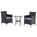 Produktbild: SVITA Brooklyn Bistro Gartenmöbelset 3-teilig Rattan Outdoor Gartenlounge Terrasse Balkon Garten Sitzgruppe mit 2 Sesseln und Tisch Schwarz