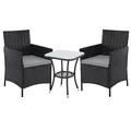 Produktbild: Gartenmöbelset 3-tlg. Rattan Outdoor Gartenlounge SVITA BROOKLYN BISTRO Schwarz