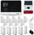 Produktbild: HUXGO HXA003 Alarmanlage Haus WiFi + GSM 4G mit Funk Sirene, Alarm System mit 9x Bewegungssensor und 9x Tür- Fenstersensor, Alarmanlage für Wohnung, Haus, Büro, Tuya Smartlife App