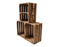 Produktbild: Teramico Holzkiste Obstkisten 3er Set Vintage Geflammt 50 x 40 x 30cm, Vintage Obstkiste