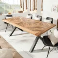 Produktbild: Massiver Esstisch INFINITY HOME 200cm schwarz Mangoholz Industrial Design X-Bein