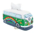 Produktbild: VW Collection by BRISA Papiertuchbox Volkswagen Neopren Kosmetik-Serviettenspender, Papiertaschentuchbox, fürs Bad im T1 Bulli Bus Design in Peace/Grün